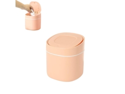 Papelera Pequeña De Sobremesa Con Tapa Para Dormitorio, Baño, Cocina, Oficina, Rosa