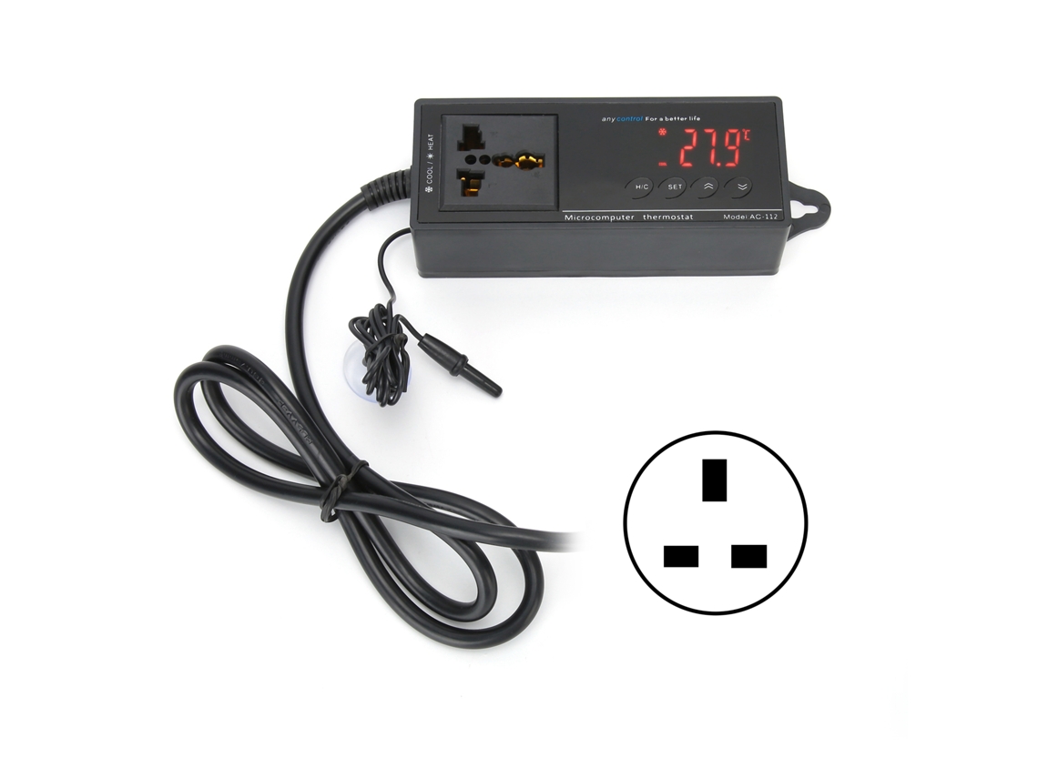 Termostato Digital Con Control De Temperatura Para Incubadora De Reptiles, Invernadero, Acuario, Enchufe Británico De 220 V.