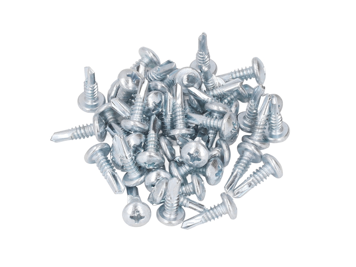 50 tornillos autorroscantes de cruz de 4,8 x 16 mm, de acero al carbono galvanizado, antioxidantes, redondos, para uso doméstico