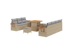 Maison Exclusive - Conjunto De Sofás De Jardín Con Cojín 13 Pcs Beige Y Gris Claro