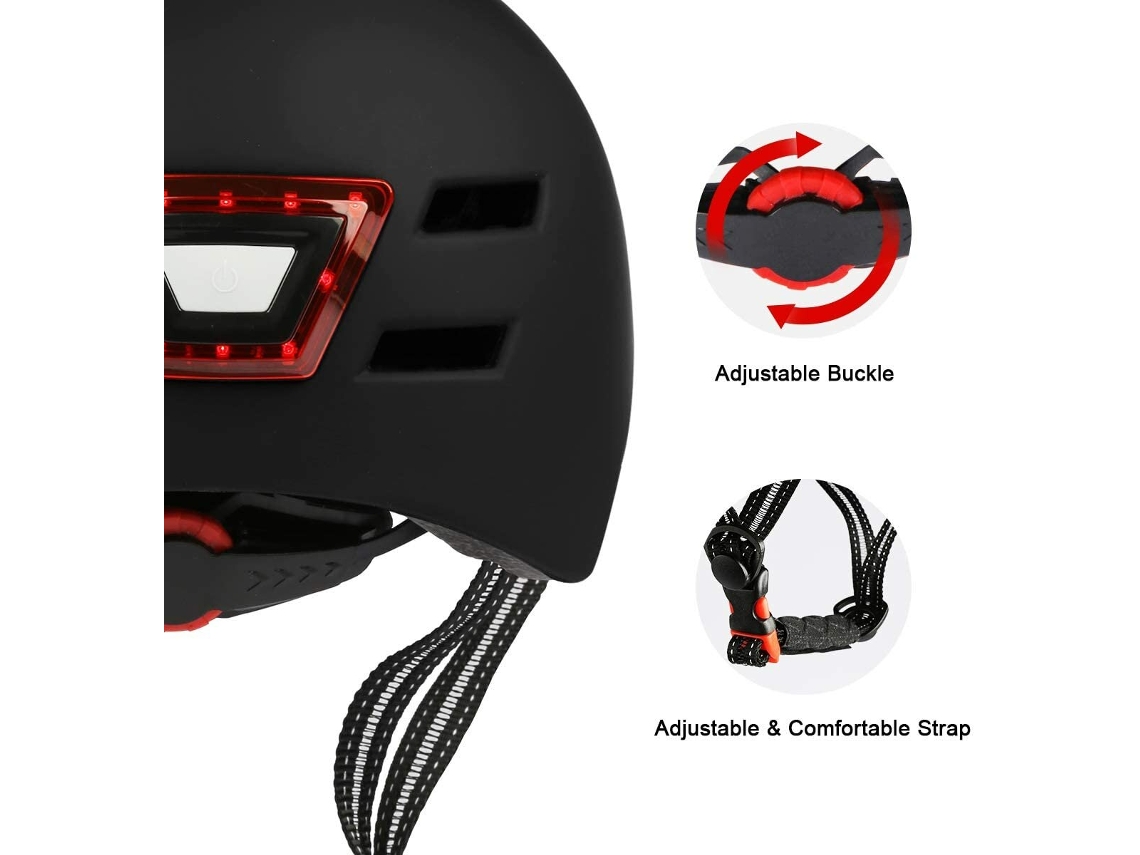 Capacete Ultraleve para Ciclismo, Patinete Elétrico, Luz Traseira Inteligente, Patins de Bicicleta, Rock Roller