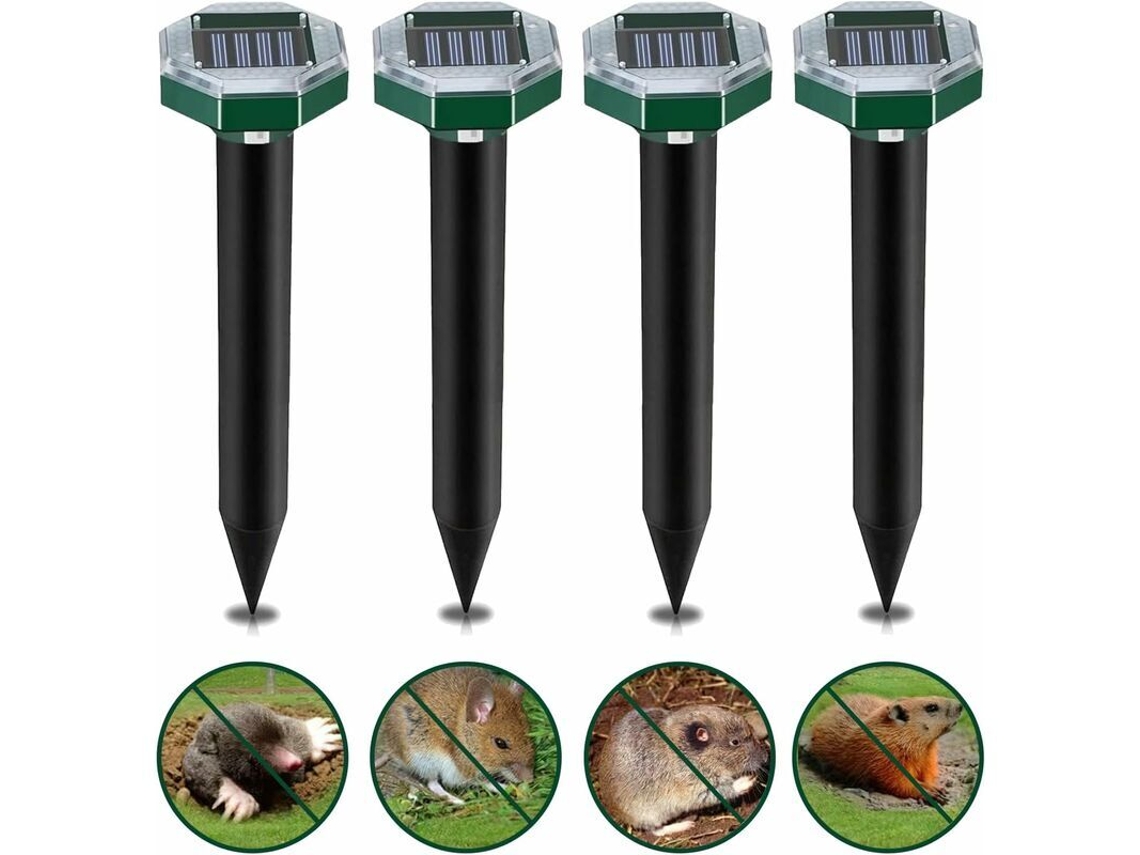 Repelente Solar Ultrasónico, Juego De 4 Piezas Anti-topos, Vibración Solar Y Ultrasonido, Resistente Al Agua Ip65, Repelente Solar.