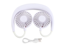 Ventilador de cuello portátil, recargable por mini USB, 3 velocidades, para colgar, colocar sobre una mesa o para uso personal.