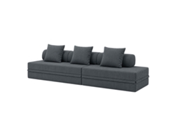 Sofá Modular 3+2 Lugares Convertible Veludo Regular Cinza