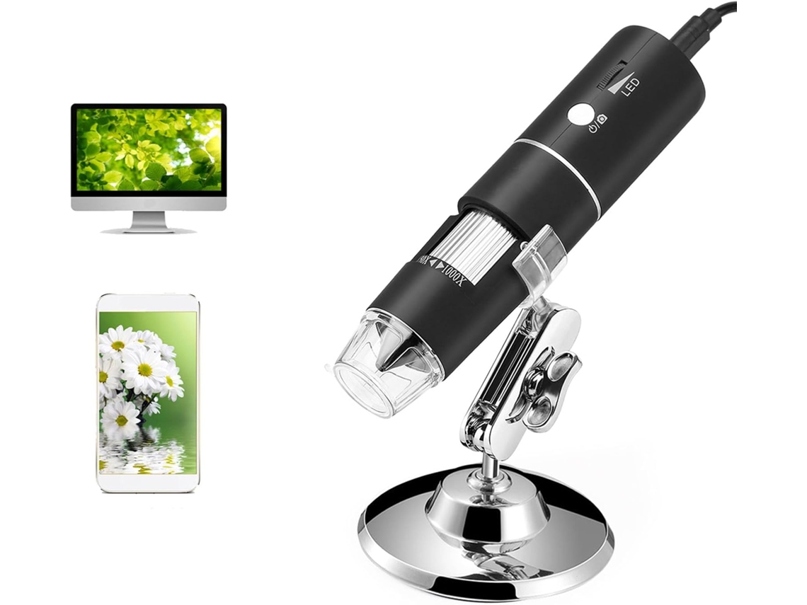Microscopio digital portátil con lupa y pantalla wifi, microscopio óptico de 1000x con luz de relleno LED Cuich
