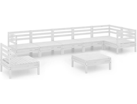 Conjunto 8 de muebles de jardín VIDAXL madera maciza pino blanco