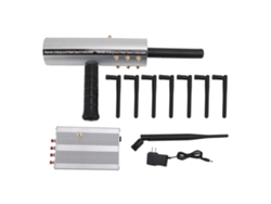 Detector de metales plateado Metal Hunter Machine con 25 m de profundidad, 8 antenas y alcance de 1200 m para exteriores con enchufe estadounidense de 100-240 V.