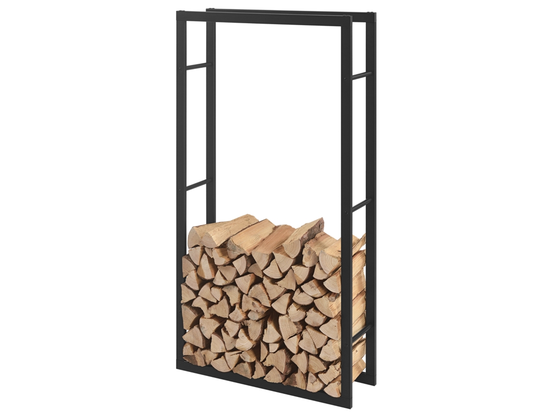 Soporte para Leña [EN.CASA] (80 x 25 x 150 cm - Acero - Negro)