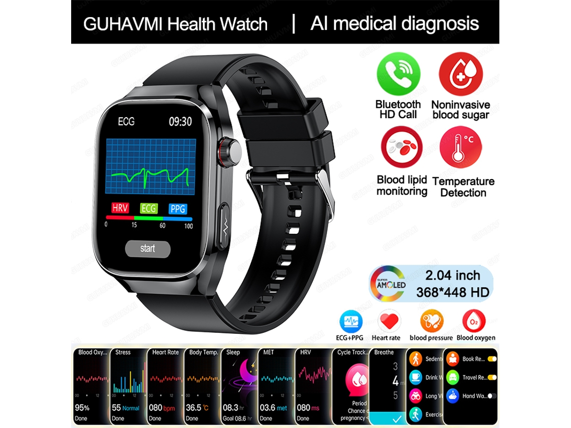 Reloj inteligente médico MDUG con inteligencia artificial para el diagnóstico de órganos internos (negro)