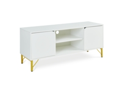 Mueble De Tv Reyri Con Compartimentos 120x39x52 Cm - Blanco/dorado en.casa