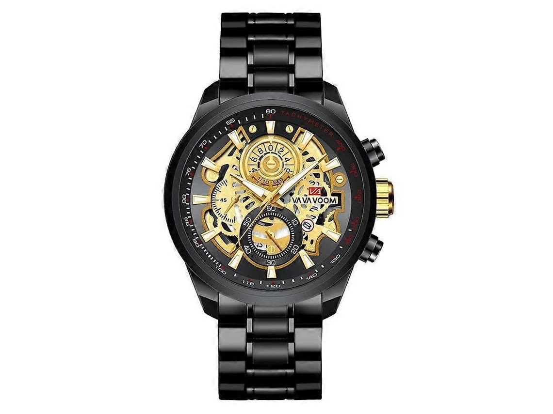 Reloj Vava Voom 2311g Jh2 para hombre con correa de acero negra y calendario luminoso, deportivo, informal, de cuarzo, hueco Hengrongshen
