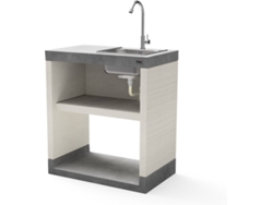 Módulo para Barbacoa TUOZI Plan/Venit 1 con fregadero y grifo (Blanco, Gris - 78x47x88cm)
