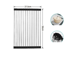 Escurreplatos de cocina con fregadero enrollable, escurridor, tapete aislante térmico y bandeja de drenaje. Dureforward