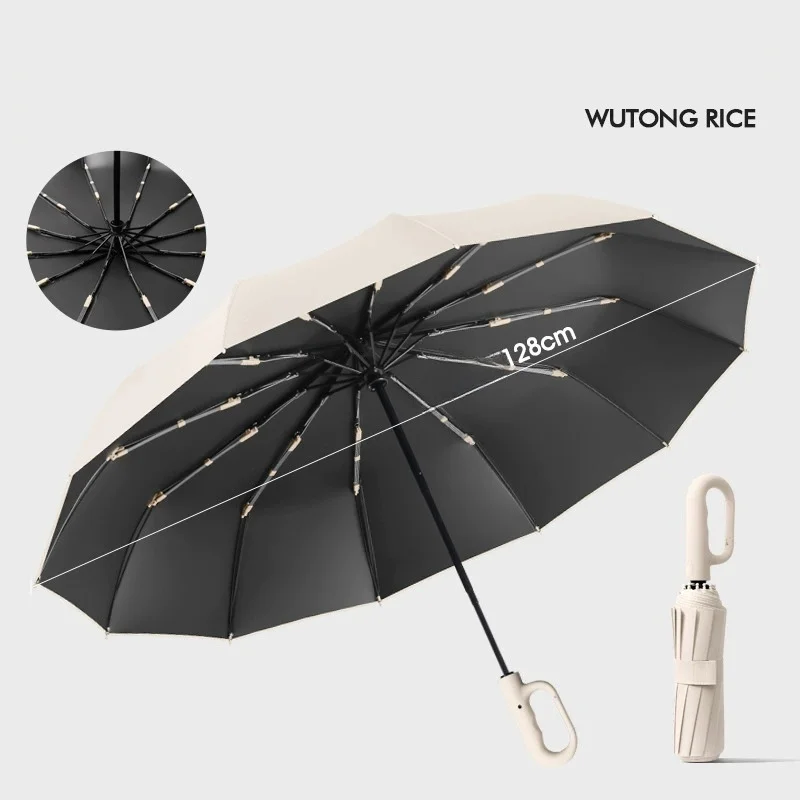 Paraguas MDUG extragrande con 12 varillas, automático, resistente al viento y plegable.