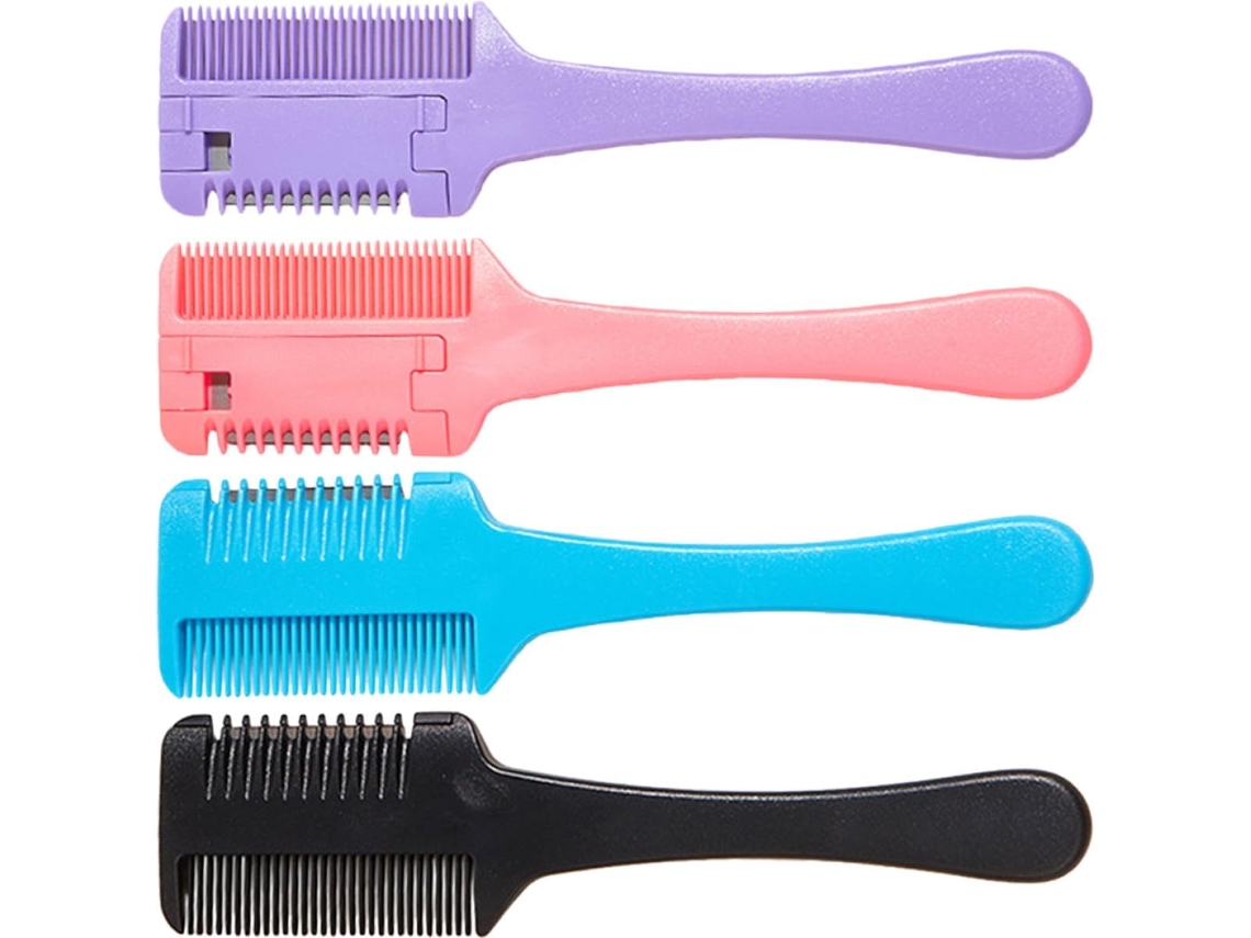 Peigne Rasoir Doble Face 4 Pièces Pour Coupe-cheveux Épais, Outil De Coupe Profesional Portátil