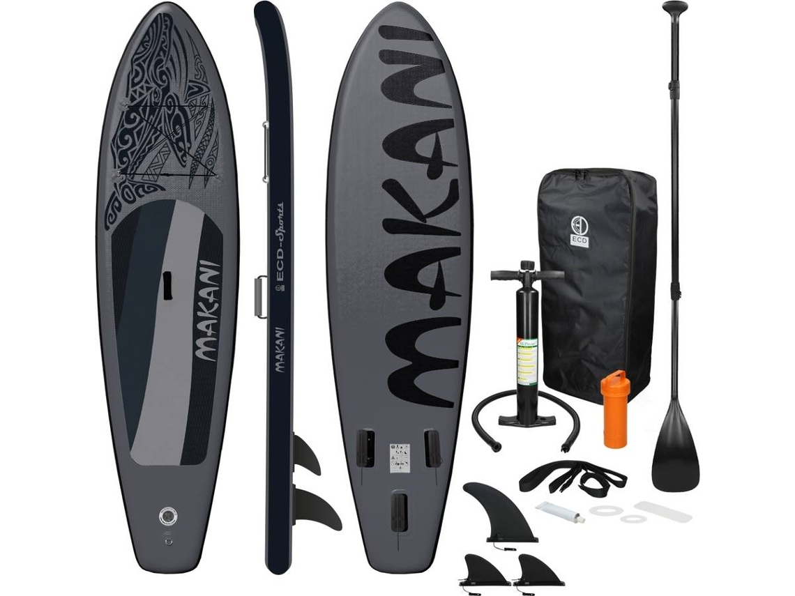 Tabla hinchable de paddle surf SUP Makani ECD 320 x 80 x 15 cm de PVC negro