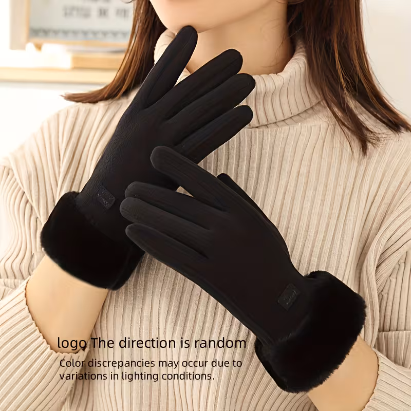 1 par de guantes de invierno para mujer con malla táctil, guantes de poliéster suave para calidez durante todo el año, con forro polar, Stelasplen