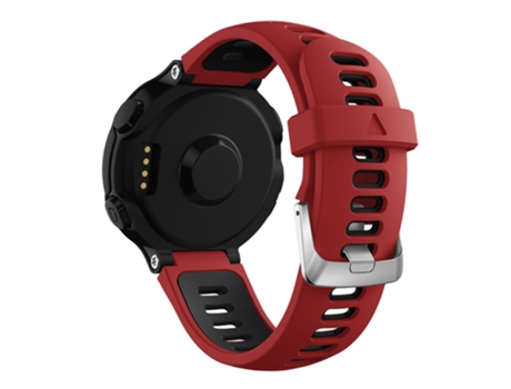 Correa de Silicona hebilla plateada con barra de resorte 22mm para Garmin Forerunner 235/230/620/630/220/735/735XT - rojo oscuro/negro
