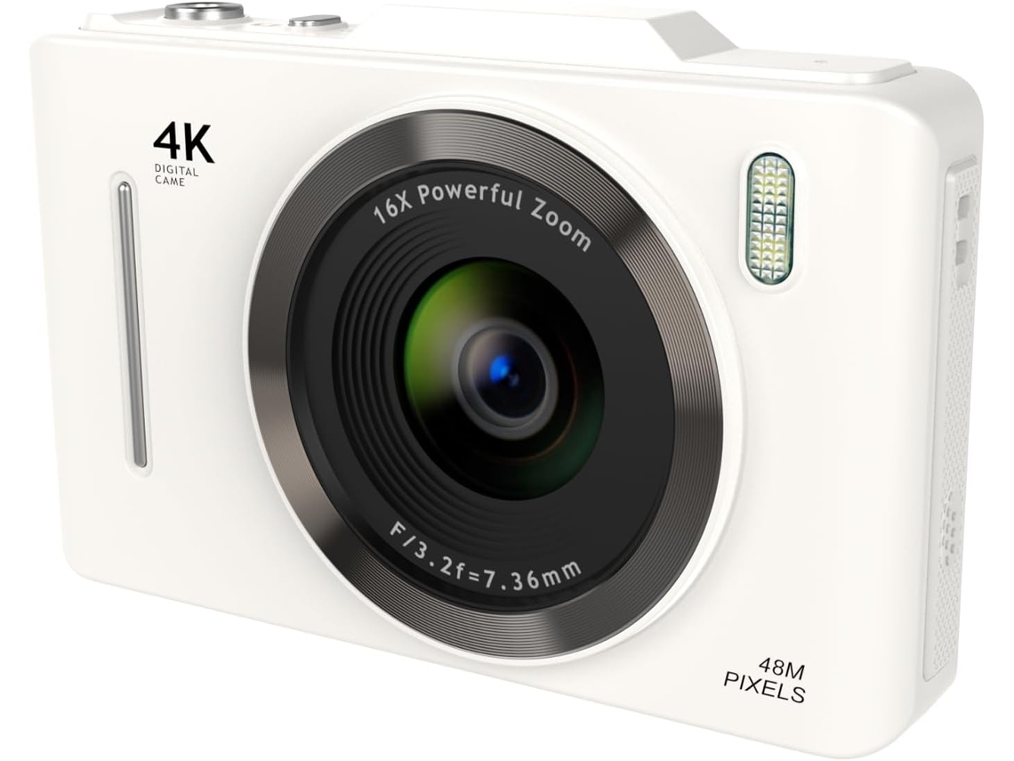 Cámara digital 4K HD con zoom de 16x y luz de relleno blanca Cuich