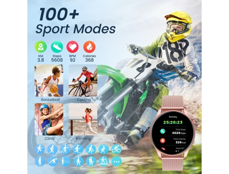 Smartwatch para Mujeres, Reloj de Fitness 1,43 Pantalla Táctil AMOLED, Responder/Hacer Llamadas con Monitor de Frecuencia Cardíaca, Presión Arteria...