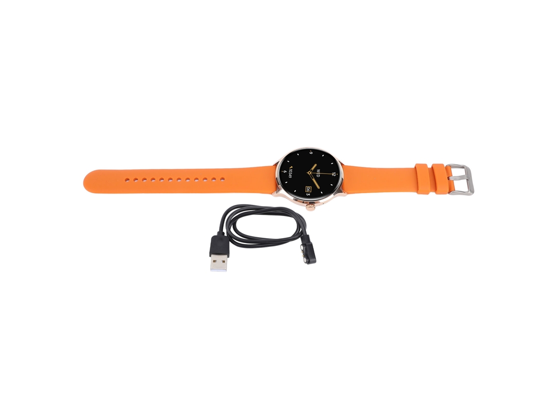 Reloj inteligente de 1,39 pulgadas IP67 de metal naranja con botón y asistente de voz