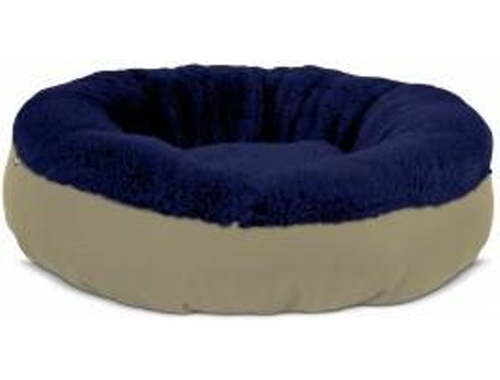 Cama Redonda para Perros y Gatos GAUTY Tela Impermeable y pelo (Azul y Beige - 57 cm)
