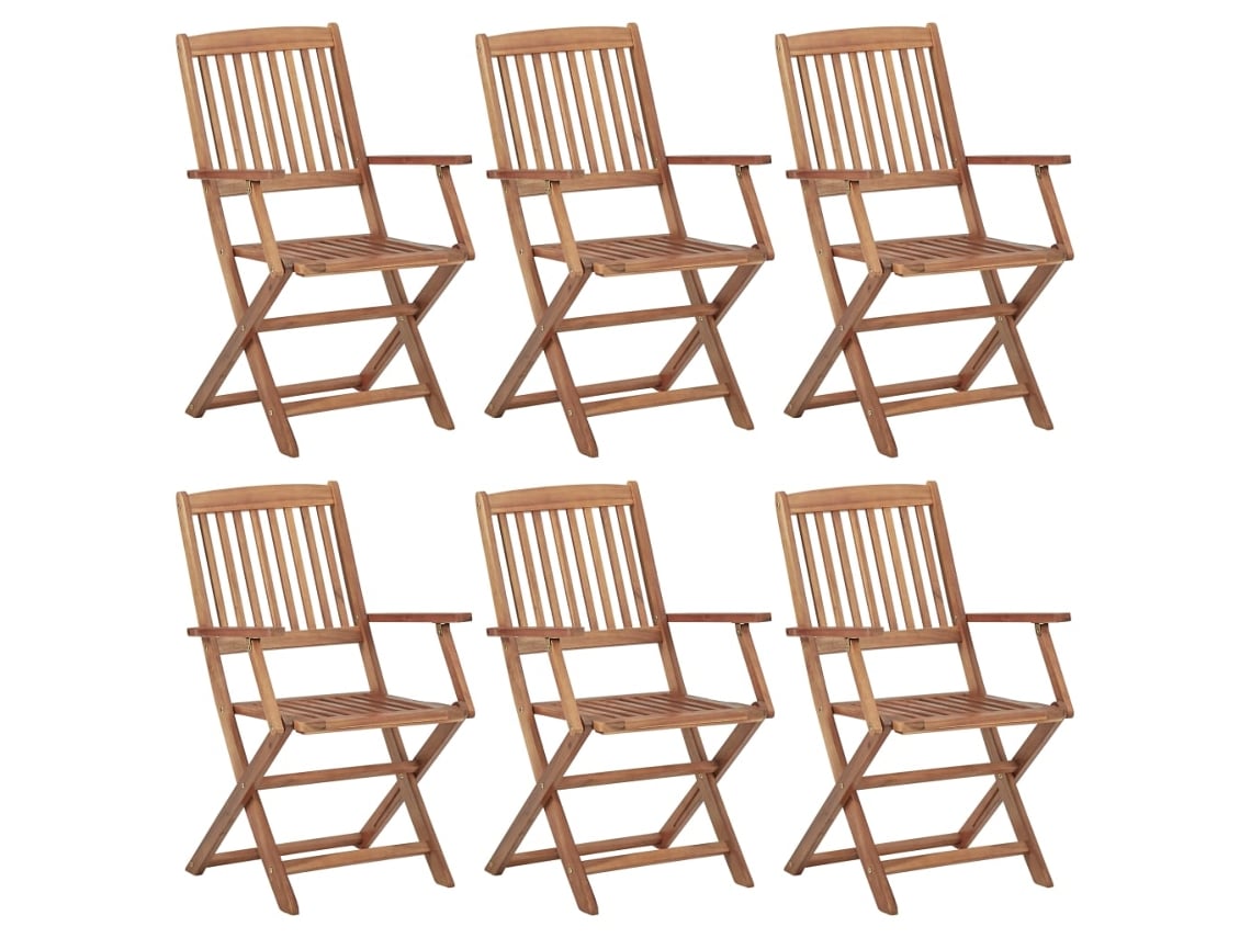 Sillas de jardín plegables (6 unidades), madera maciza de acacia, DKD HOME DECOR