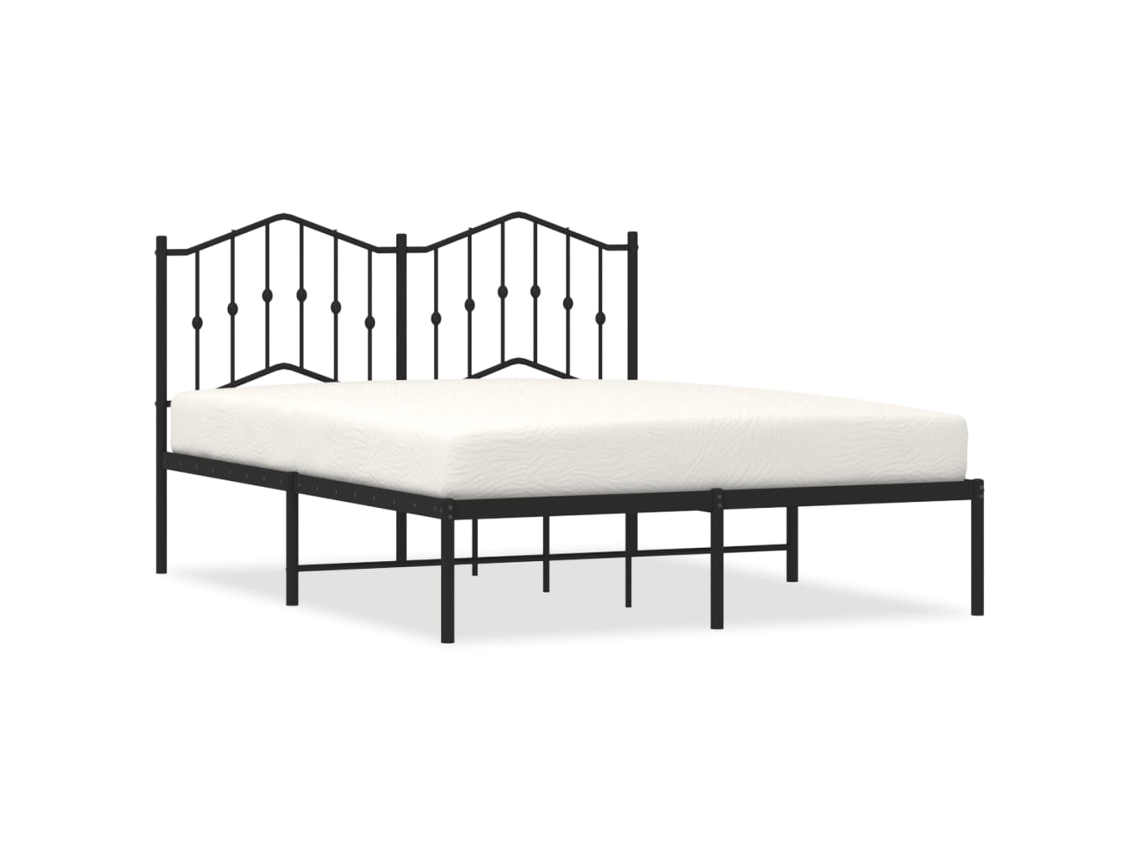 Maison Exclusive - Estructura Cama Sin Colchón Con Cabecero Metal Negro 140x200 Cm