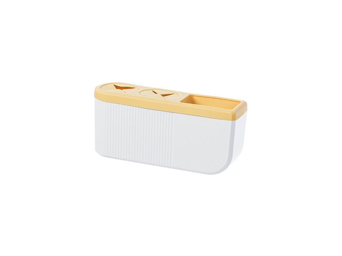 2026-portacepillos Eléctricos Linjou De Pared Adhesivo 2 Ranuras Sin Taladrar Diseño De Drenaje Amarillo