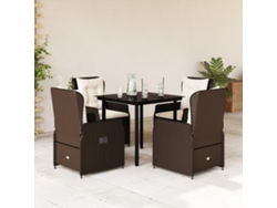 Juego de comedor de jardín de 5 piezas con cojines de mimbre marrón DKD Home Decor