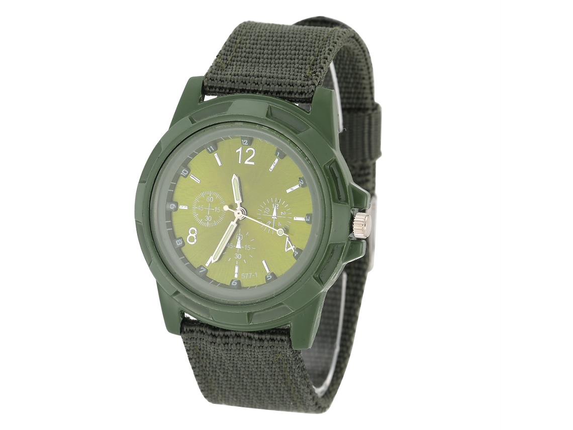 Reloj De Pulsera Electrónico Analógico Militar Con Correa De Nailon Verde Militar.