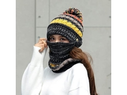 Conjunto 3 En 1: Gorro, Bufanda, Mascarilla, De Tela Para Mujer, Acolchado, Resistente Al Viento, Invierno, Esquí, Ciclismo.