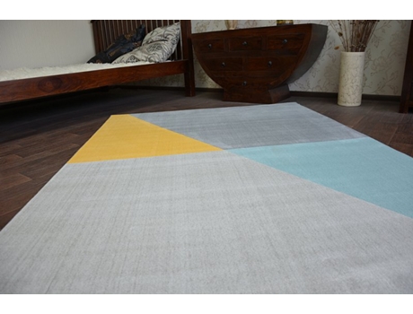 Alfombra Scandi 18487/572 - Trapecio Trapecios Gris/Dorado/Turquesa (80 x 150 cm)