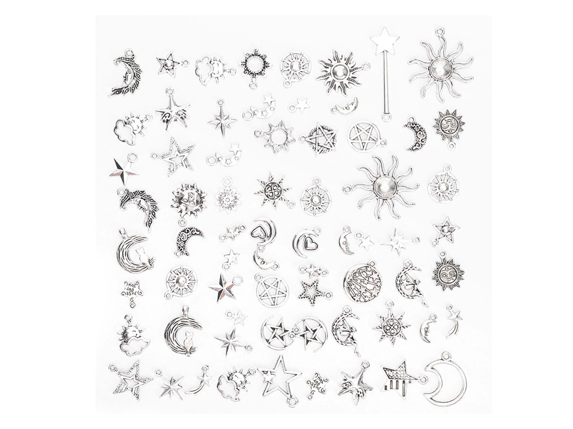 70 Colgantes De Acero Inoxidable Con Forma De Sol, Luna Y Estrella Para La Creación De Joyas, Collares Y Pulseras.