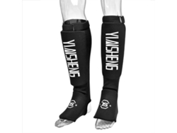 Protector de piernas y pies transpirable y duradero para MMA, boxeo, karate y taekwondo (negro L)