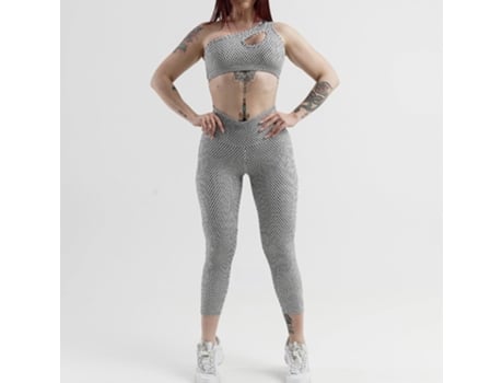 Conjunto Legging y Top para Mujer FORZA FITNESS Water Blanco y Negro para Fitness (Talla Unica)