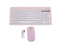 Conjunto De Teclado Y Ratón Inalámbricos Bluetooth, Recargables, Con Modos Duales, 4 Canales, Color Rosa.