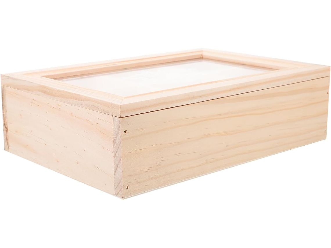 Caja De Madera Para Guardar Joyas Con Tapa Transparente