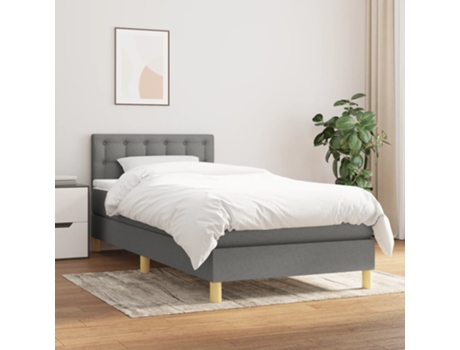 vidaXL Cama con somier y colchón 90x190 cm tela gris oscuro