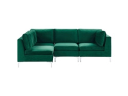 Sofá Modular De 4 Peças Beliani Evja De Veludo Verde 235x150x84