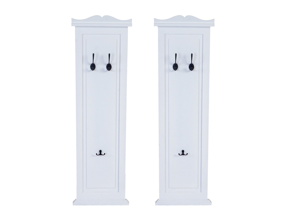2x mural porte-manteaux con 3 crochets en bois blanc 109 x 28 x 4 cm 04_0007421