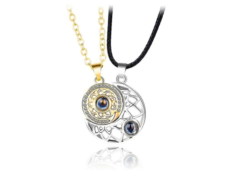 100 idiomas te amo collar colgante de proyección sol y luna amor memoria de memoria collar pareja de San Valentín regalo