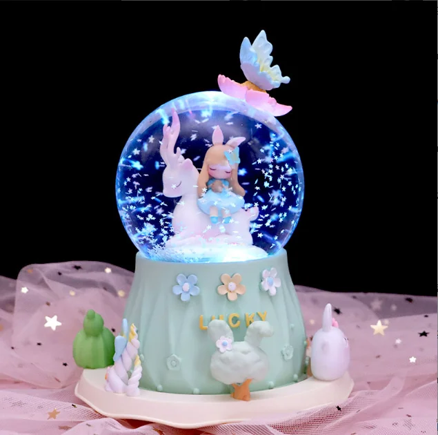 (estilo 15) Caja De Música Con Bola De Cristal Y Luz. Regalo Para El Día De San Valentín.