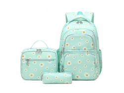 Conjunto De Mochila 3 Piezas Con Estampado De Margaritas Mochila+bolsa De Almuerzo+estuche Hrs Verde