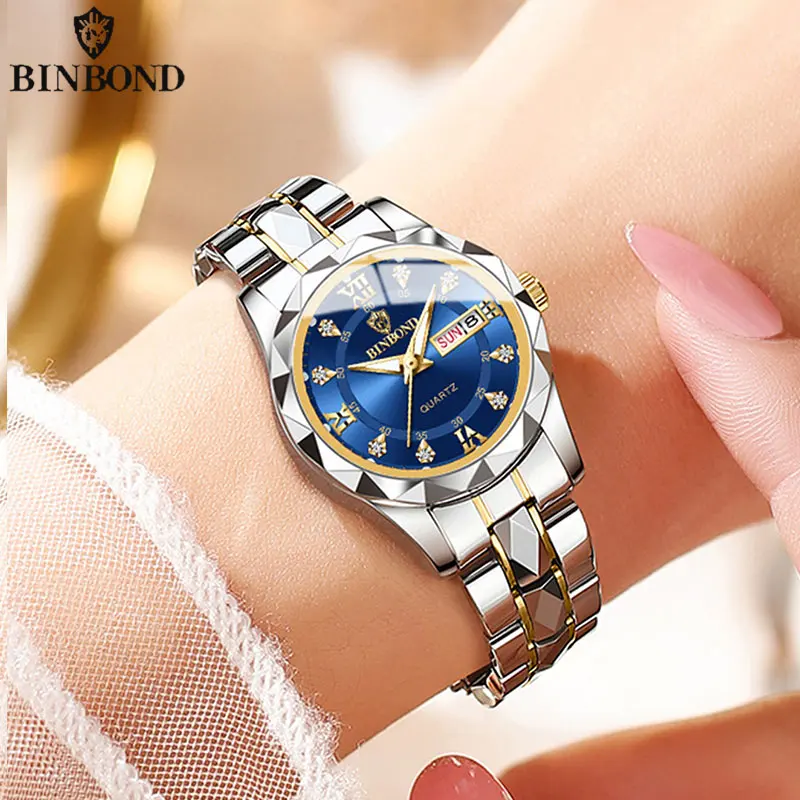 Reloj De Mujer, Resistente Al Agua, Luminoso, Con Indicador De Fecha, De Acero Inoxidable.