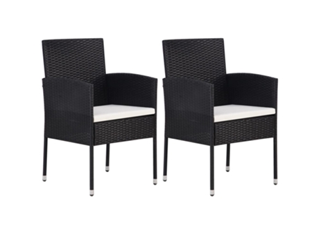 Conjunto 2 Silla De Jardín VIDAXL Negro Poli Ratán