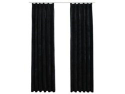 Maison Exclusive - Cortinas Opacas Con Ganchos 2 Uds Terciopelo Negro 140x245 Cm