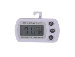 Termómetro para refrigerador con función de memoria, cuerpo de ABS blanco, termómetro digital compacto para congelador, pequeño, °C, °F, con gancho.