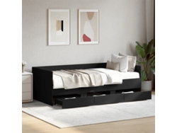 Sofá Cama Individual Con Cajones Tumbona Letto Singolo Lovely Home Madera Negro (75x190)