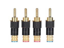 Conector Banana Preffair Ba1410 Hifi Chapado En Oro De 24 Quilates Para Sistema De Audio Y Receptor Con Doble Bloqueo De Tornillo.